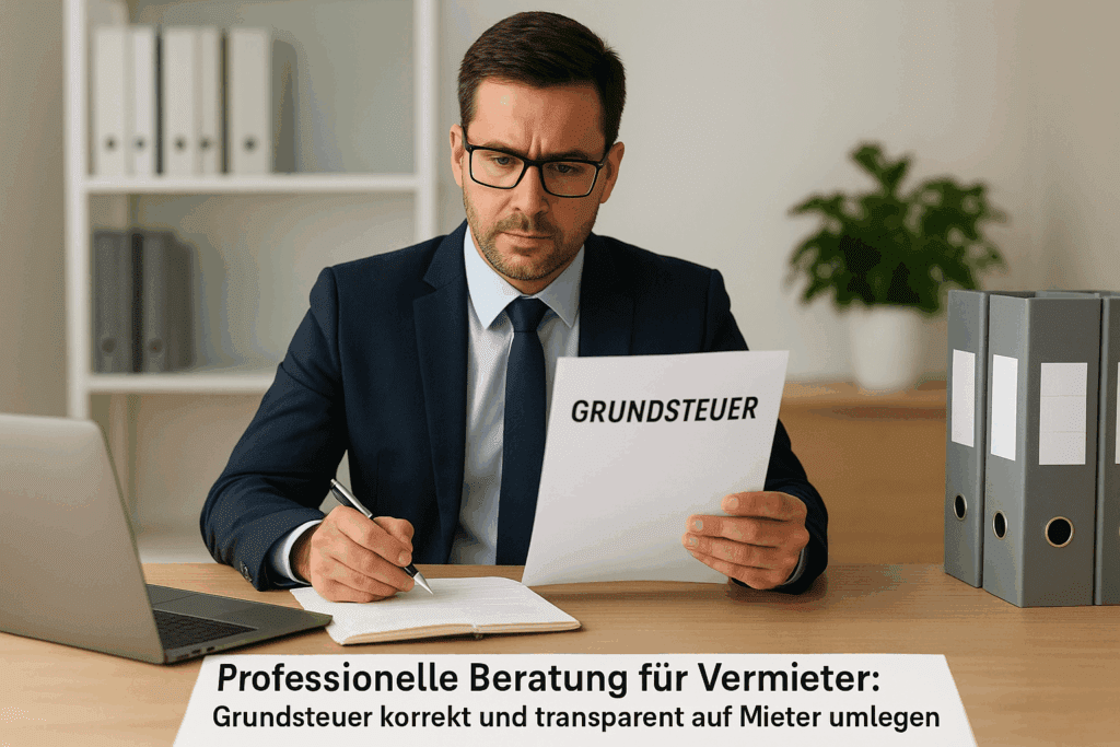 Vermieter prüft Grundsteuerbescheid – professionelle und rechtssichere Umlage der Grundsteuer auf Mieter mit Immobilien Ulrich Leipzig